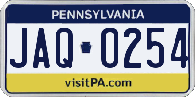 PA license plate JAQ0254