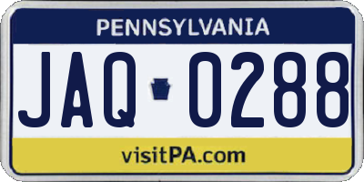 PA license plate JAQ0288