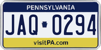 PA license plate JAQ0294