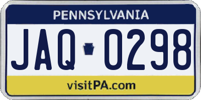 PA license plate JAQ0298