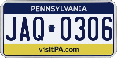 PA license plate JAQ0306