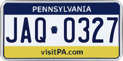 PA license plate JAQ0327