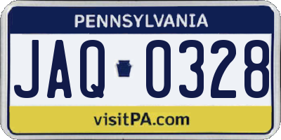 PA license plate JAQ0328
