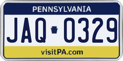 PA license plate JAQ0329