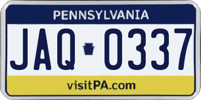 PA license plate JAQ0337