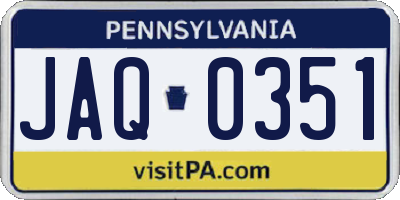 PA license plate JAQ0351