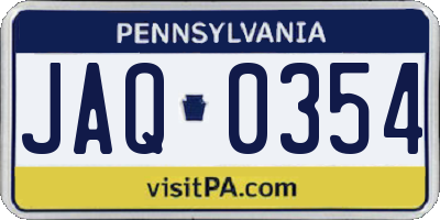 PA license plate JAQ0354