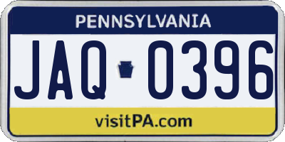 PA license plate JAQ0396