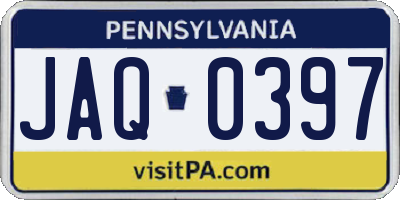 PA license plate JAQ0397