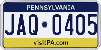 PA license plate JAQ0405