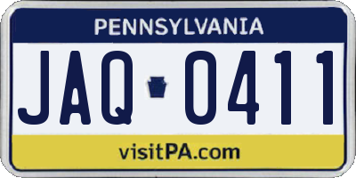 PA license plate JAQ0411