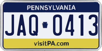 PA license plate JAQ0413
