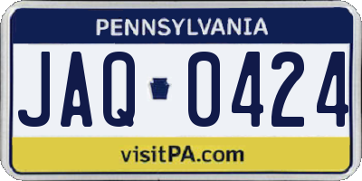 PA license plate JAQ0424