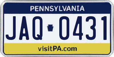 PA license plate JAQ0431