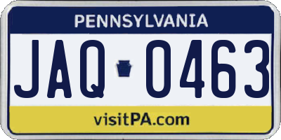 PA license plate JAQ0463