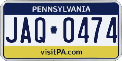 PA license plate JAQ0474