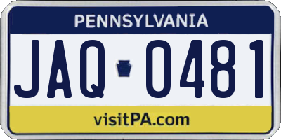 PA license plate JAQ0481