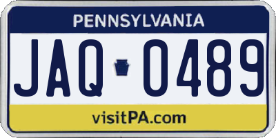 PA license plate JAQ0489