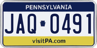 PA license plate JAQ0491