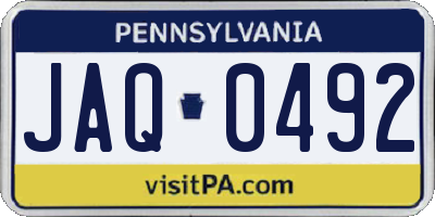 PA license plate JAQ0492