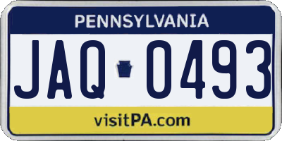 PA license plate JAQ0493