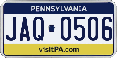 PA license plate JAQ0506