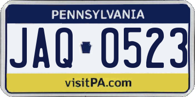 PA license plate JAQ0523