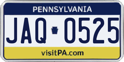 PA license plate JAQ0525