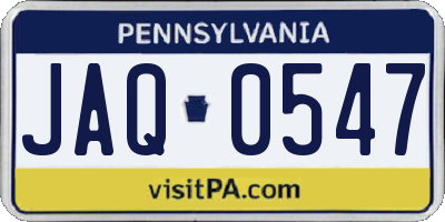PA license plate JAQ0547