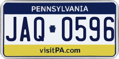 PA license plate JAQ0596