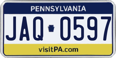 PA license plate JAQ0597