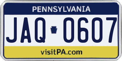 PA license plate JAQ0607