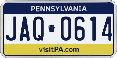 PA license plate JAQ0614
