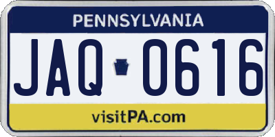 PA license plate JAQ0616