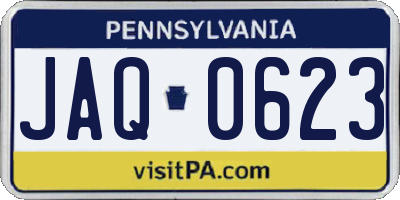 PA license plate JAQ0623