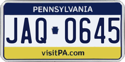 PA license plate JAQ0645