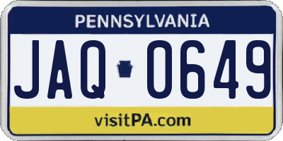 PA license plate JAQ0649