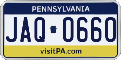 PA license plate JAQ0660