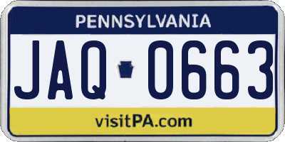 PA license plate JAQ0663