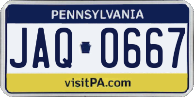 PA license plate JAQ0667