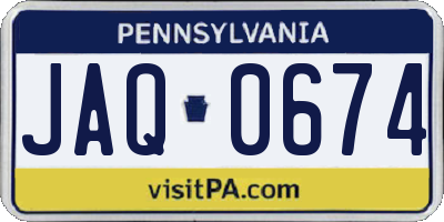 PA license plate JAQ0674