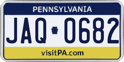 PA license plate JAQ0682