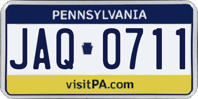 PA license plate JAQ0711
