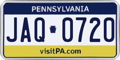 PA license plate JAQ0720