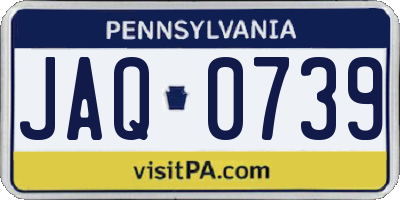 PA license plate JAQ0739