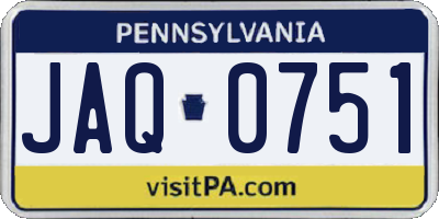 PA license plate JAQ0751