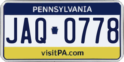PA license plate JAQ0778