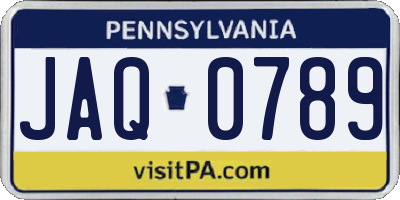 PA license plate JAQ0789