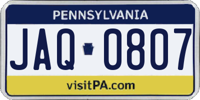PA license plate JAQ0807