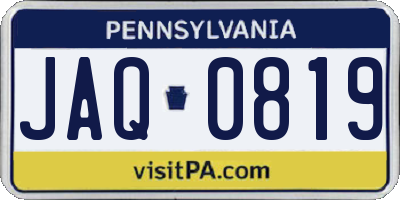 PA license plate JAQ0819